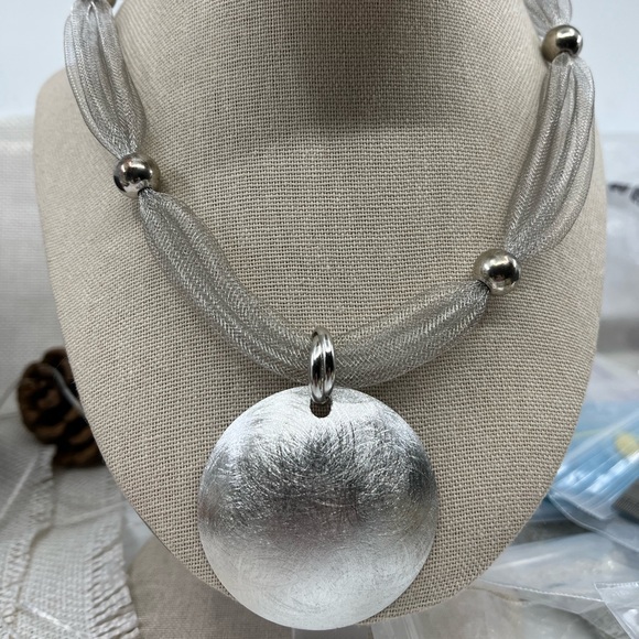 Vintage Milor Italy 925 Sterling Silver Mesh Collar Necklace 16-18" Adjustable - Picture 7 of 17